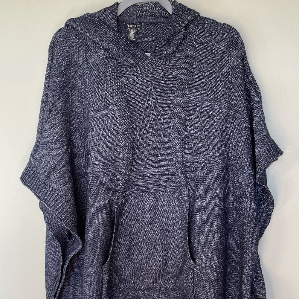 Forever 21 pull over sweater poncho sleeveless dark blue  white flecks   OS